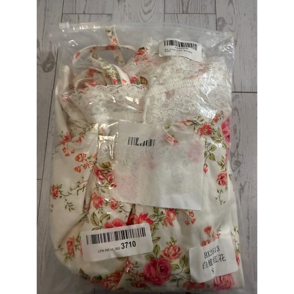 ABEWIP Floral Dress White Pink Lace Trim Corset Cottagecore Sundress Summer‎ S - Picture 3 of 10